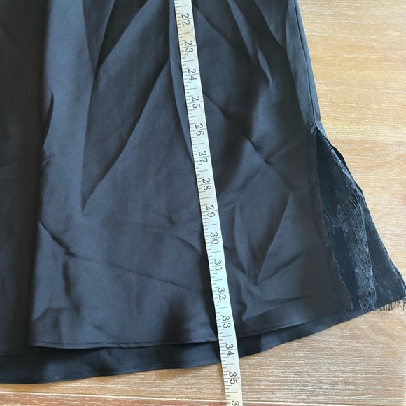 Black Satin Lace Inset Slip Nightie with Crisscross Back, NWT - Picture 11 of 12